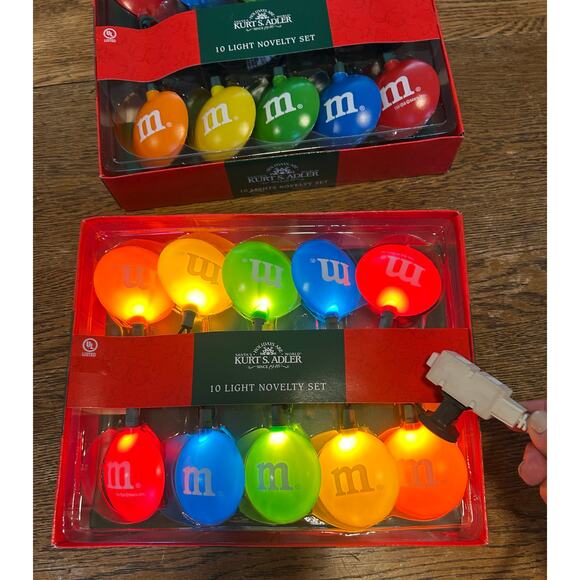 New! Kurt Adler M&M String Lights 2 Boxes of 10 each Tested & Working Colorful - Picture 3 of 5